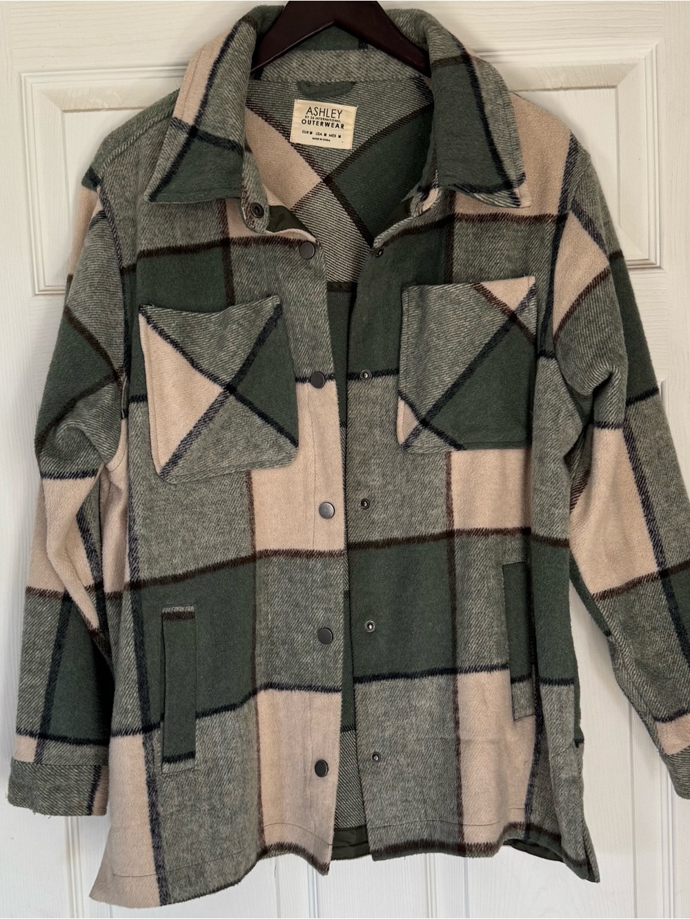 Ashley Outerwear Green & Cream Plaid Shacket